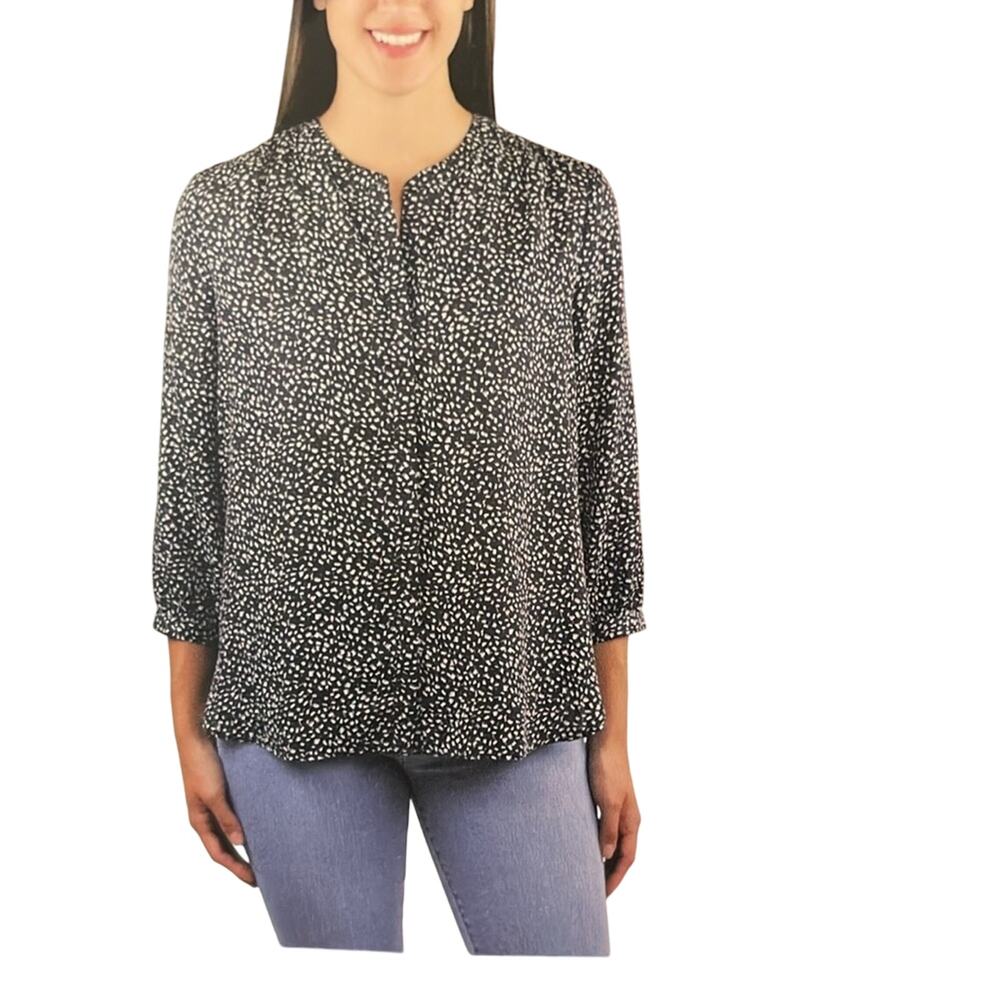 Jachs Girlfriend Ladies' 3/4 Sleeve black and while Blouse Size M